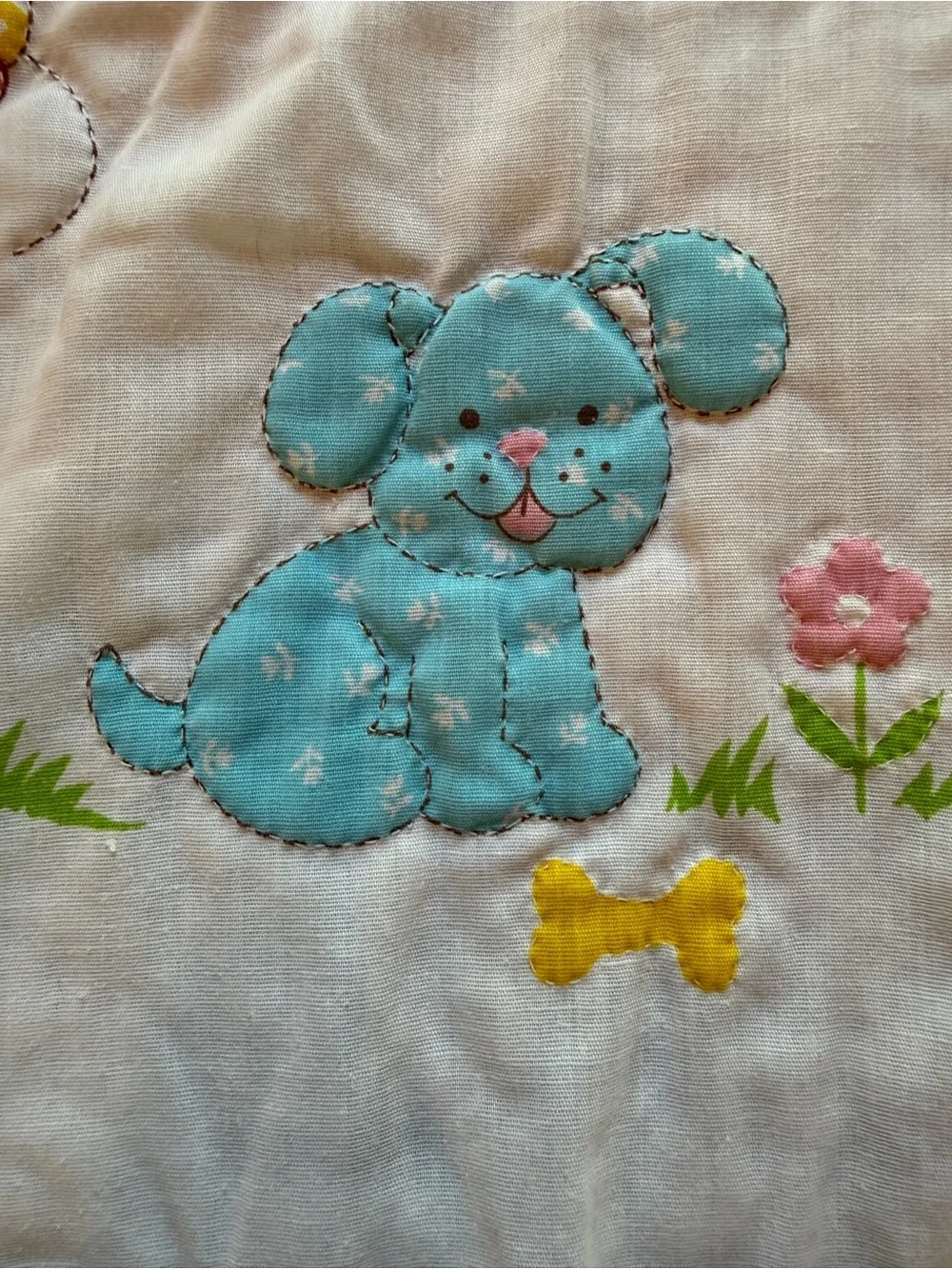 Vintage 90’s Baby Blanket, Quilted Animals And Toys 41x51
